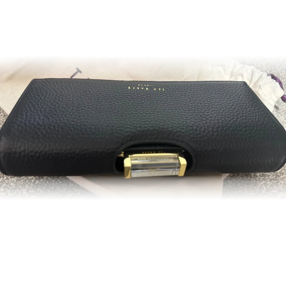 【TED BAKER/テッドベーカー】Bita レザースナップ式 がま口長財布《ブラック》