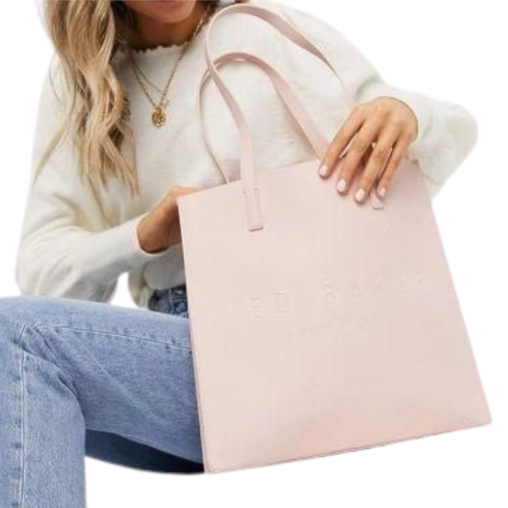【TED BAKER | テッドベーカー】A4サイズも入る！ 縦長 ラージ アイコントートバッグ《ピンク》