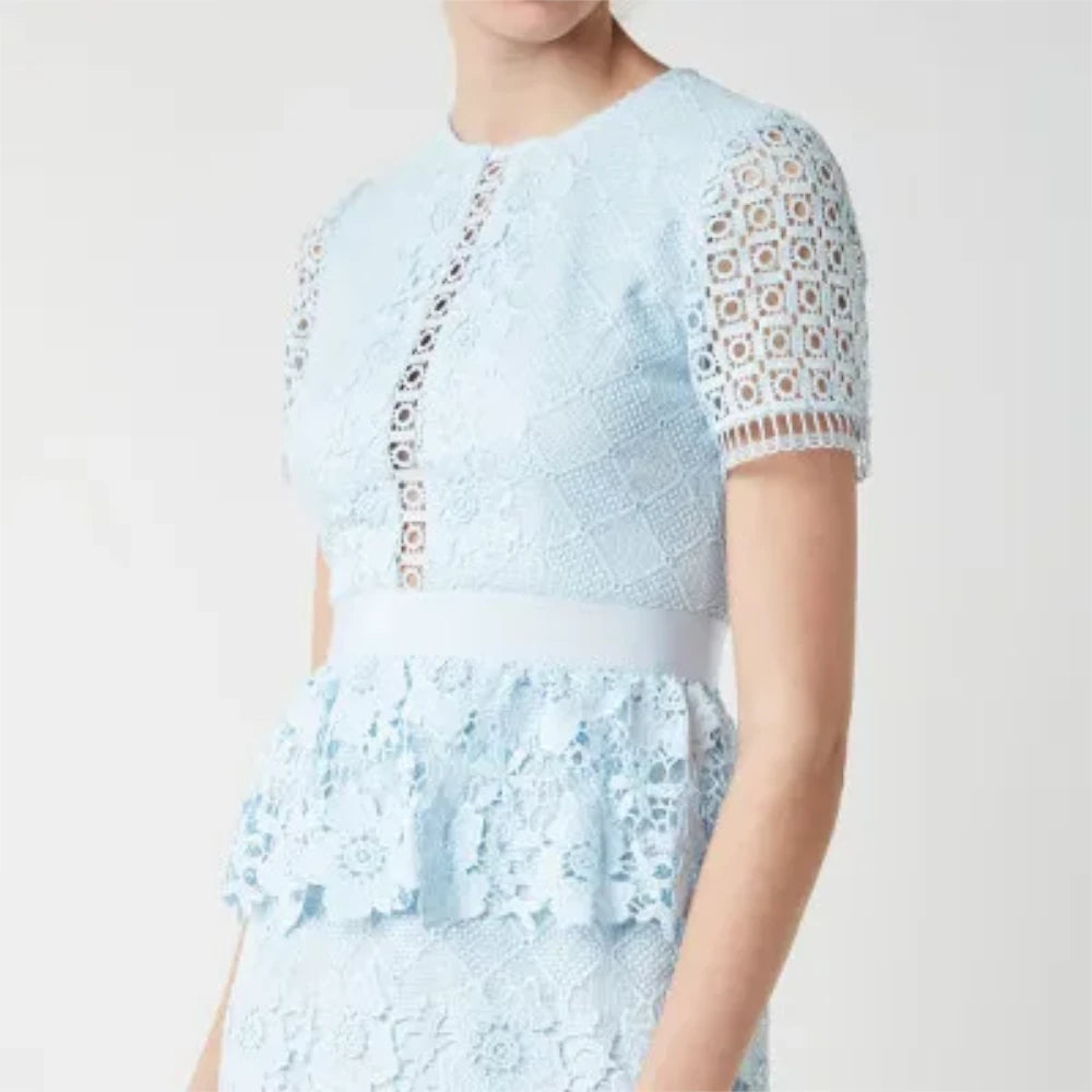 【TED BAKER | テッドベーカー】希少！DIXA レイヤードレースワンピース《ベビーブルー》【サイズ0 日本サイズ7】