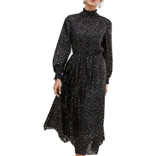 【TED BAKER | テッドベーカー】ELSIIE ジョーゼットミディワンピース 《スター×ブラック》