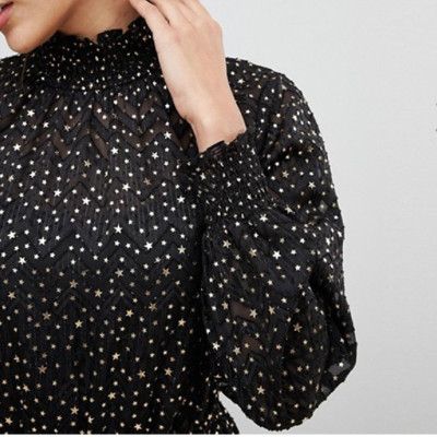 【TED BAKER | テッドベーカー】ELSIIE ジョーゼットミディワンピース 《スター×ブラック》