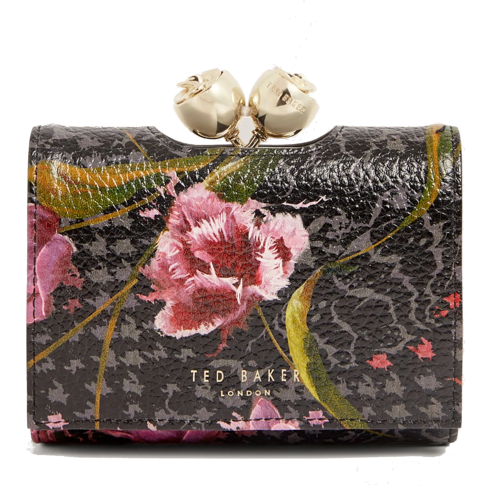 【TED BAKER/テッドベーカー】TULNA  ローズがま口 三つ折りミニ財布《ブラック》