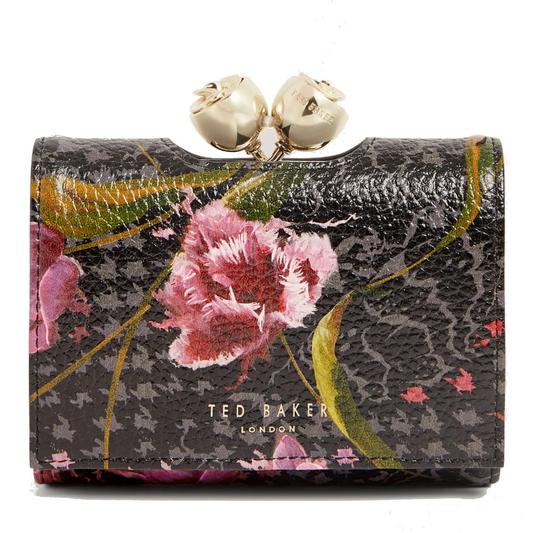 【TED BAKER/テッドベーカー】TULNA  ローズがま口 三つ折りミニ財布《ブラック》