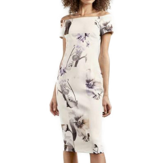 【TED BAKER | テッドベーカー】SAIDIE オフショルダー ボディコン ワンピース《ホワイト》