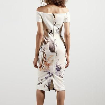 【TED BAKER | テッドベーカー】SAIDIE オフショルダー ボディコン ワンピース《ホワイト》