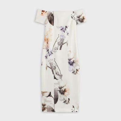 【TED BAKER | テッドベーカー】SAIDIE オフショルダー ボディコン ワンピース《ホワイト》