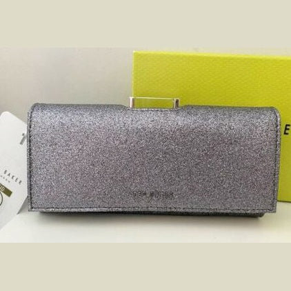 【TED BAKER/テッドベーカー】GLAREH グリッターレザー スナップ式 長財布《シルバー》