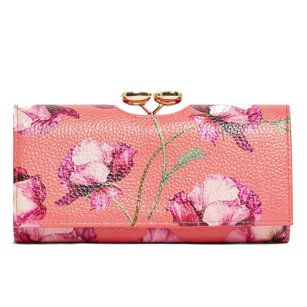 【TED BAKER/テッドベーカー】ボタニカル お花柄 がま口 長財布《コーラル》