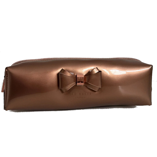 【TED BAKER | テッドベーカー】希少！ Patent Bow Pencil Case ペンケース リボン付き《ゴールド》