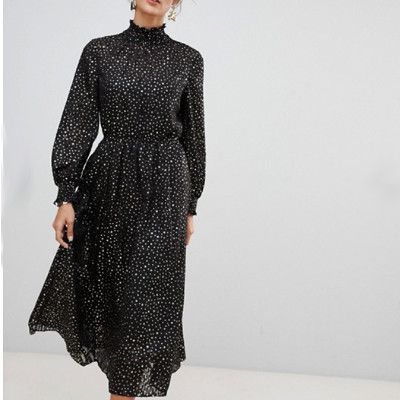 【TED BAKER | テッドベーカー】ELSIIE ジョーゼットミディワンピース 《スター×ブラック》