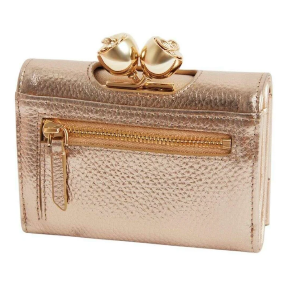 ★手元に在庫あり！【TED BAKER | テッドベーカー】希少！ROOSA お花がま口 ミニ財布 《ゴールド》