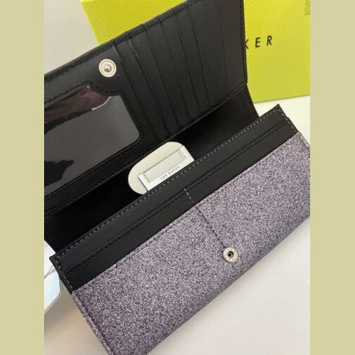 【TED BAKER/テッドベーカー】GLAREH グリッターレザー スナップ式 長財布《シルバー》