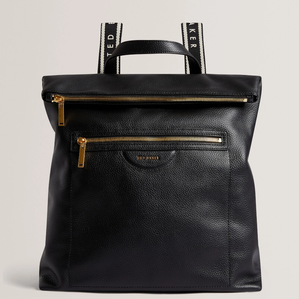 【TED BAKER | テッドベーカー】 希少！Luccea ウェビングレザーバックパック《ブラック》