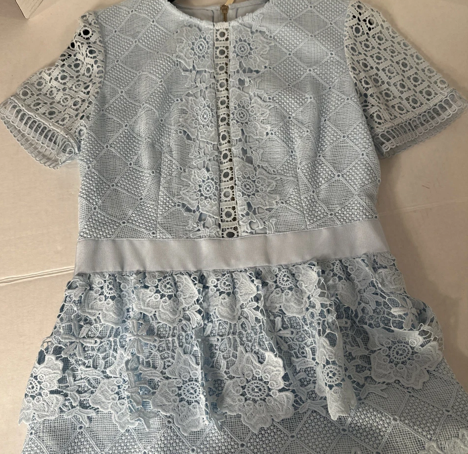 【TED BAKER | テッドベーカー】希少！DIXA レイヤードレースワンピース《ベビーブルー》【サイズ0 日本サイズ7】