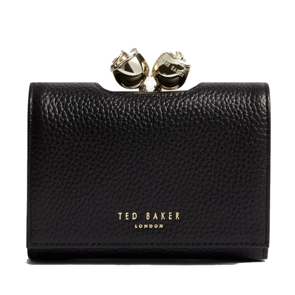 【TED BAKER | テッドベーカー】ROOSA  ローズがま口 三つ折りミニ財布《ブラック×ゴールド》