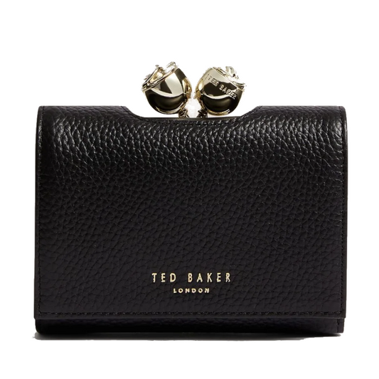 【TED BAKER | テッドベーカー】ROOSA  ローズがま口 三つ折りミニ財布《ブラック×ゴールド》