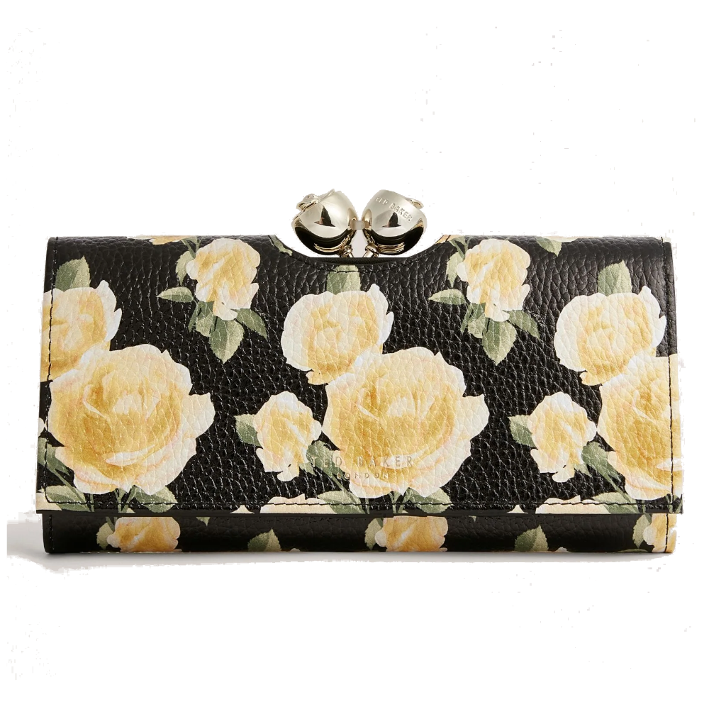 【TED BAKER/テッドベーカー】ALBAZ  ローズプリント がま口 長財布《ブラック》