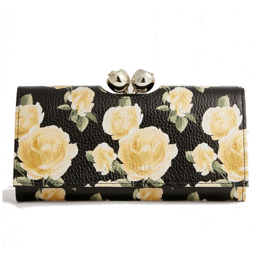 【TED BAKER/テッドベーカー】ALBAZ  ローズプリント がま口 長財布《ブラック》