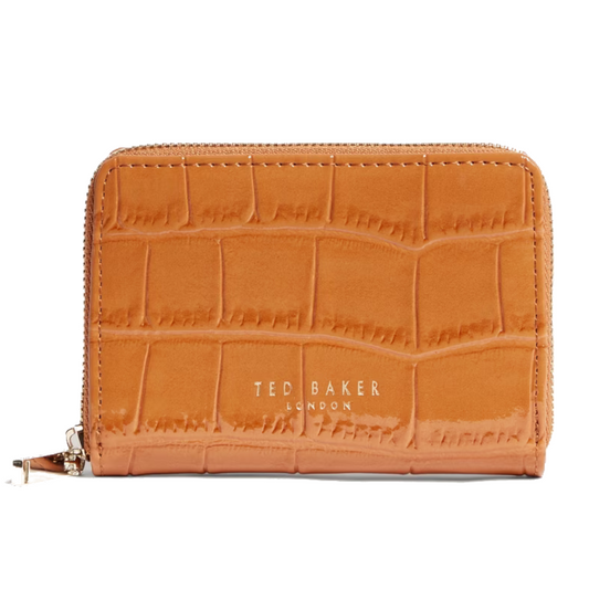 【TED BAKER | テッドベーカー】クロコ型押しジップミニ財布《タン》
