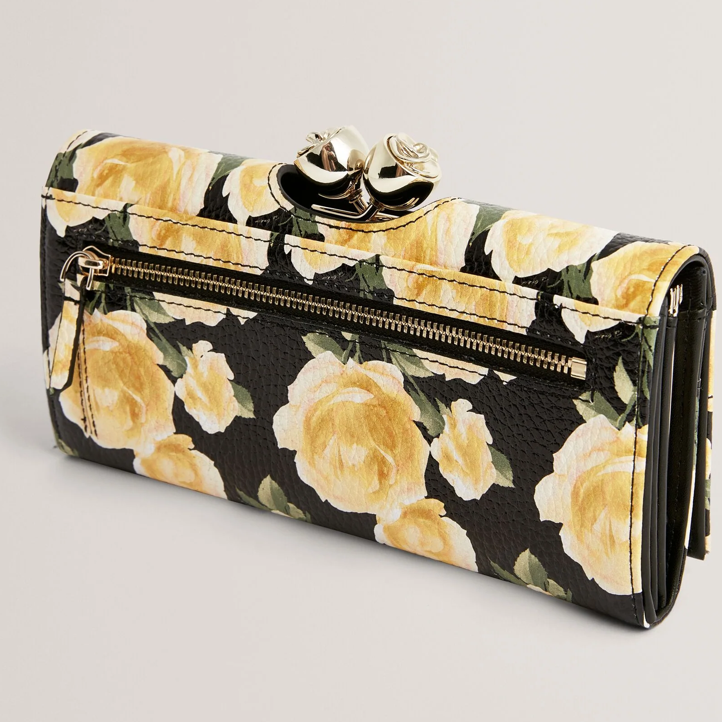 【TED BAKER/テッドベーカー】ALBAZ  ローズプリント がま口 長財布《ブラック》