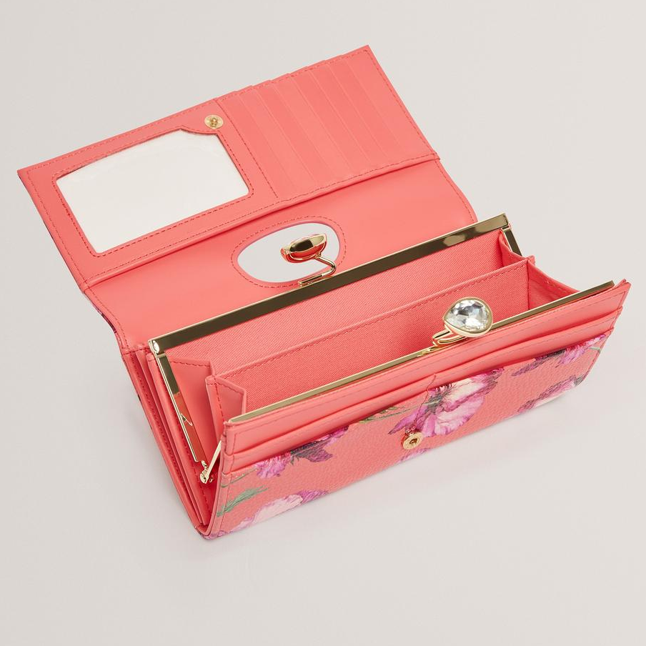 【TED BAKER/テッドベーカー】ボタニカル お花柄 がま口 長財布《コーラル》