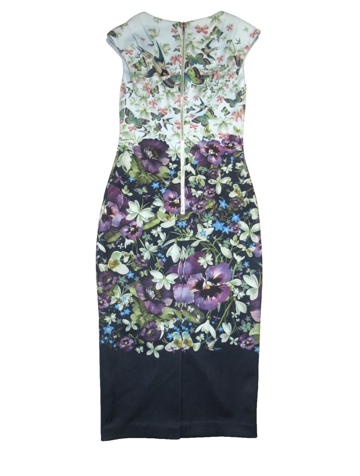 【TED BAKER | テッドベーカー】TIHA ボディコンワンピース 《花柄 ダークブルー》