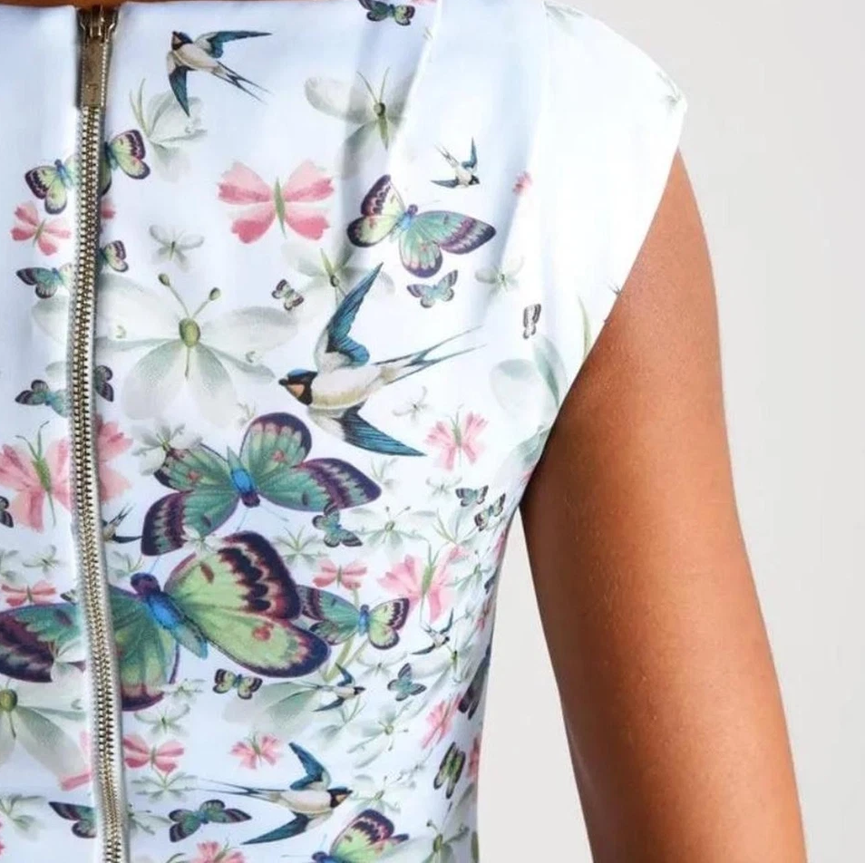 【TED BAKER | テッドベーカー】TIHA ボディコンワンピース 《花柄 ダークブルー》