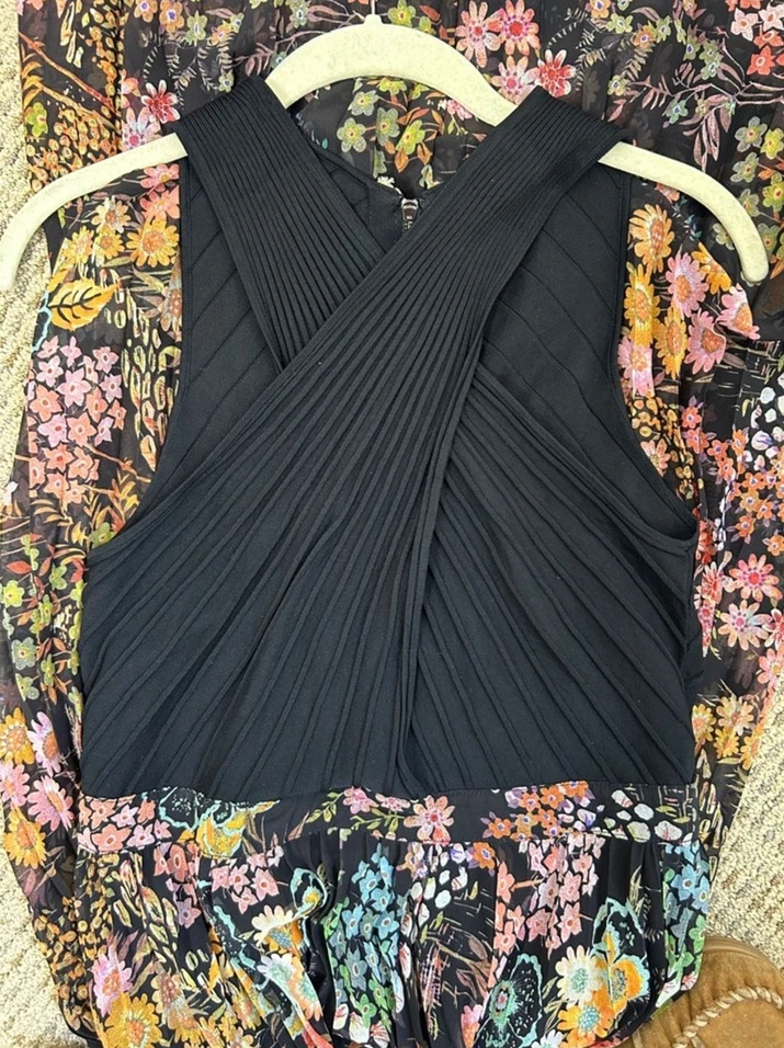 【TED BAKER | テッドベーカー】Aquila ニット ボディ プリーツ ワンピース《ブラック》【サイズ2 日本サイズ11】