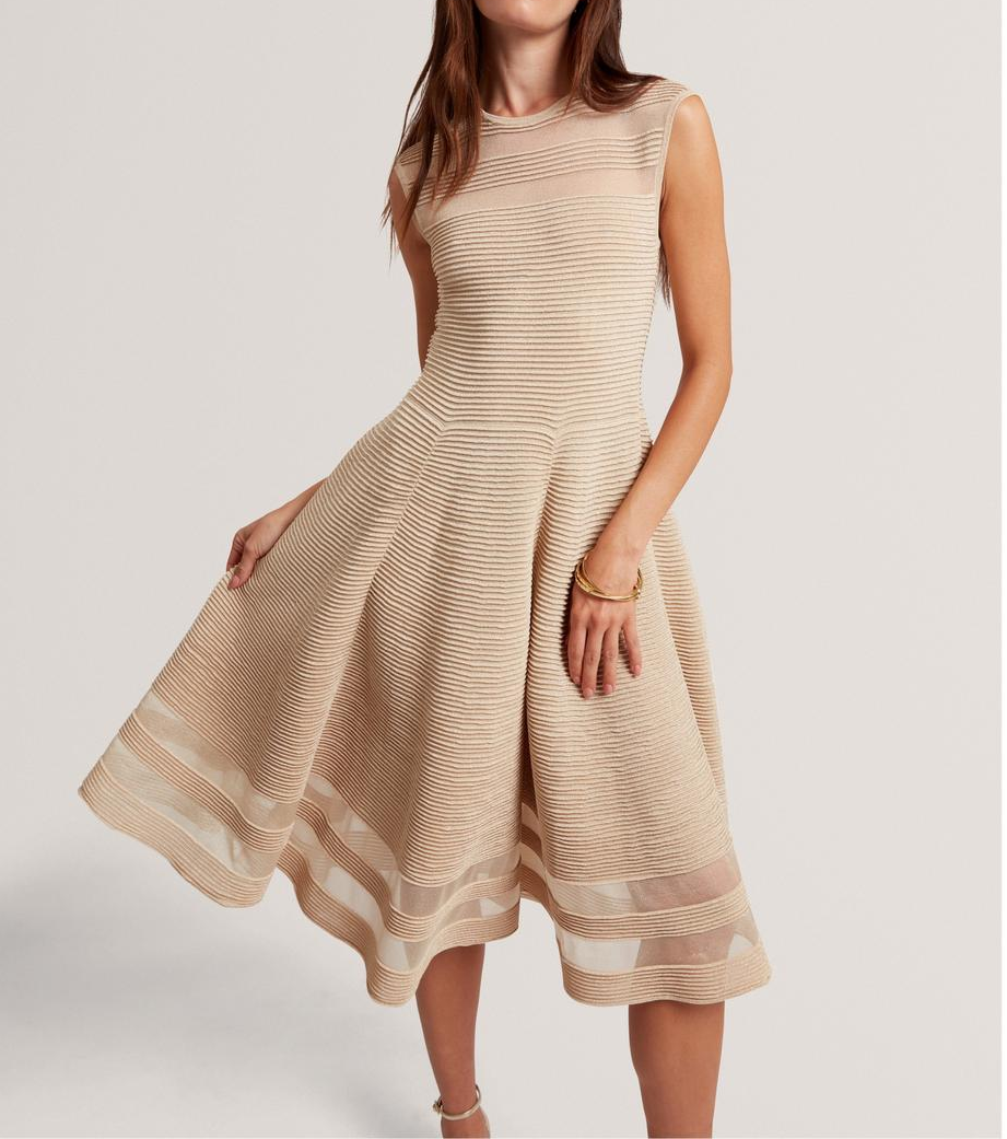 【TED BAKER | テッドベーカー】SAALLI リブ編みディテール ワンピース《ナチュラル》