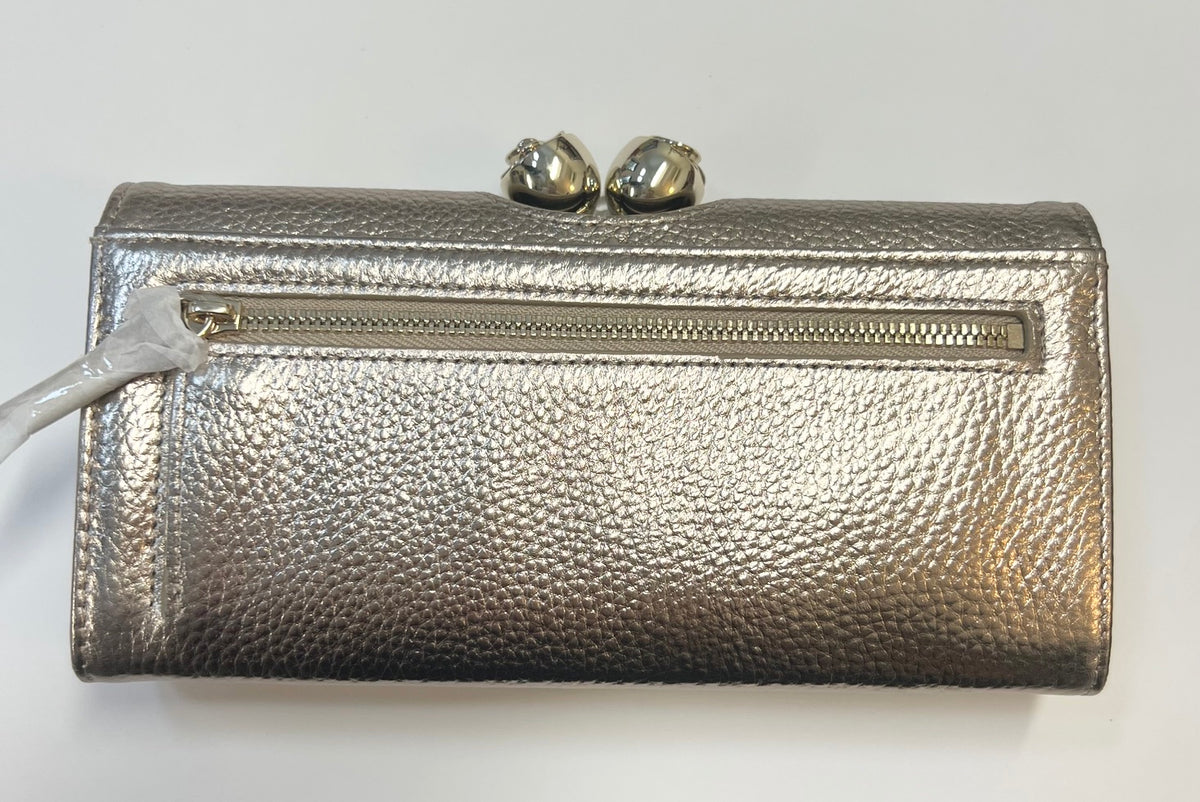 ★手元に在庫あり！【TED BAKER/テッドベーカー】素敵！ROOSALI お花がま口 長財布 《ゴールド》