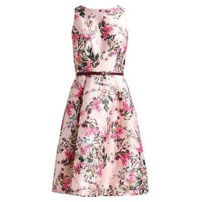 【TED BAKER | テッドベーカー】希少！CLARBEL ジャガードワンピース サイズ1・9号《花柄 ミッドピンク》ベルト付き！
