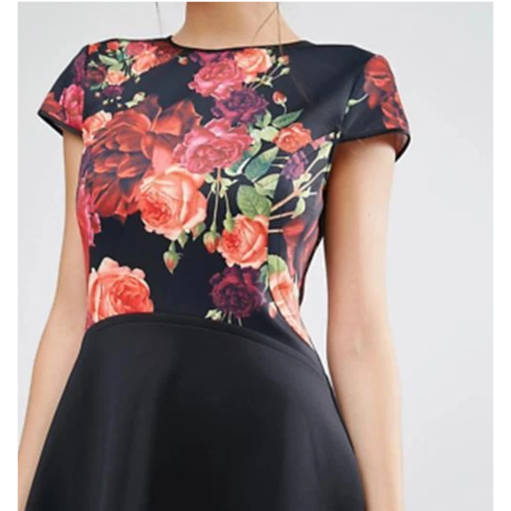 【TED BAKER | テッドベーカー】Xylee Juxtapose お花柄 スケーター ワンピース《花柄ブラック》ピー)
