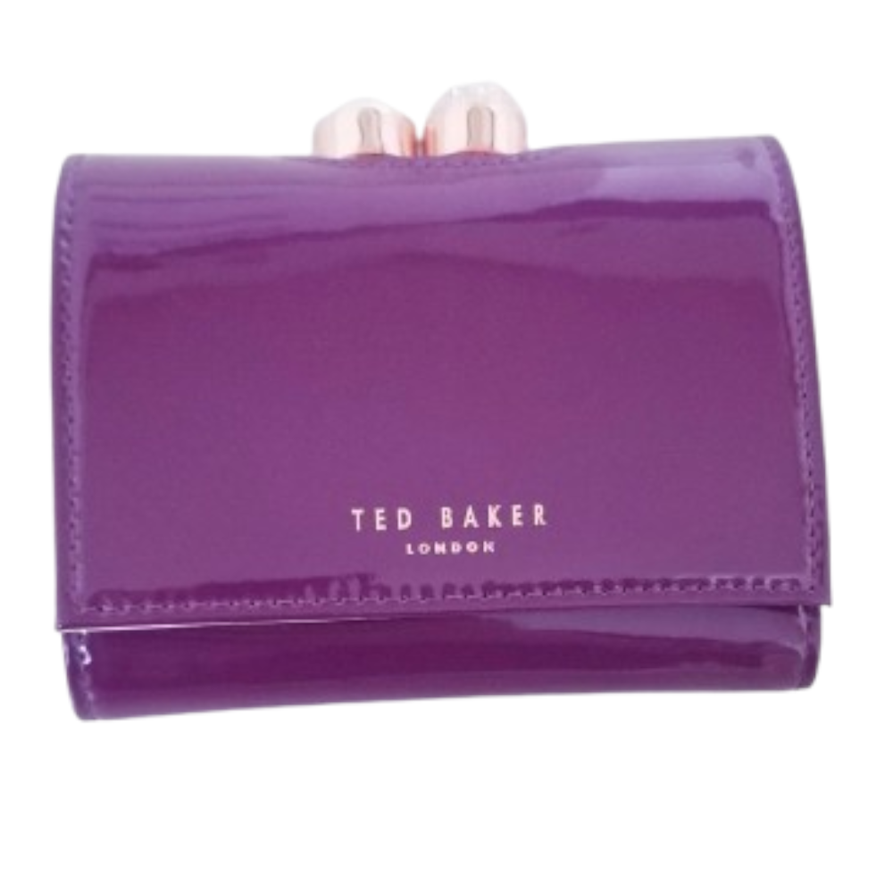 【TED BAKER | テッドベーカー】CATTRIN レザーがま口 ミニ折り財布《パープル》