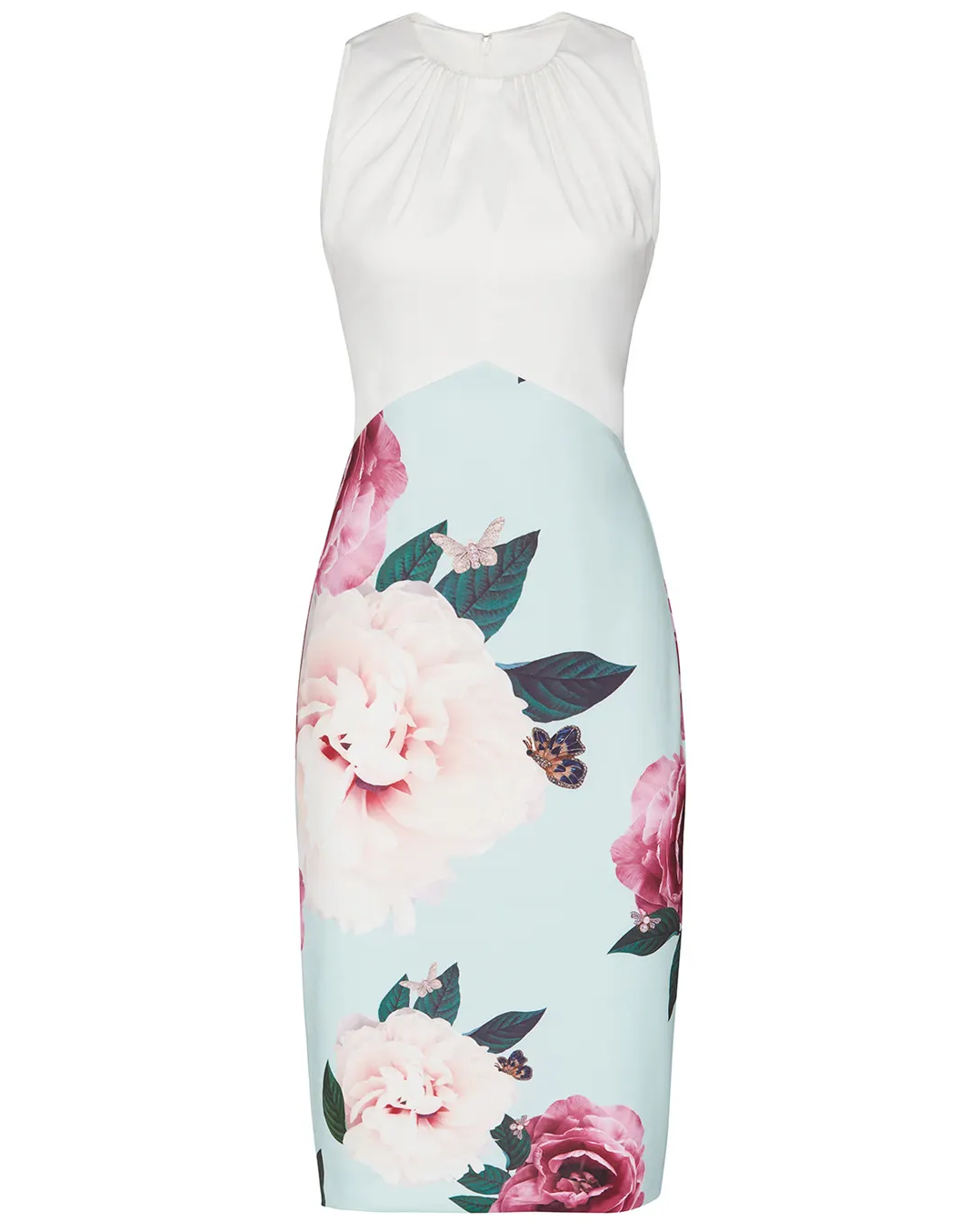 【TED BAKER | テッドベーカー】希少！Anille ボディコン ミディワンピース《ホワイト×水色》【サイズ0 日本サイズ7】 (コピー)