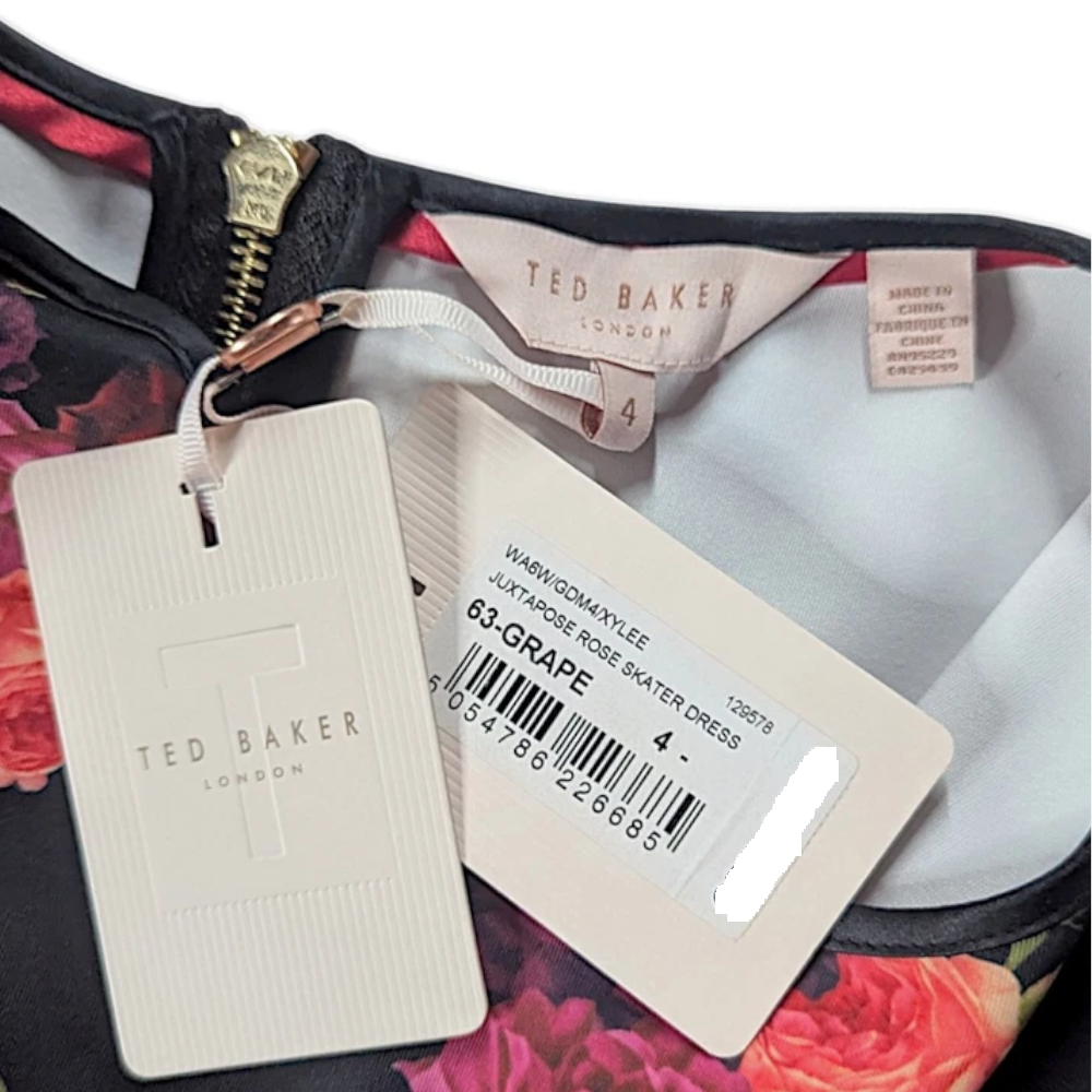 【TED BAKER | テッドベーカー】Xylee Juxtapose お花柄 スケーター ワンピース《花柄ブラック》ピー)