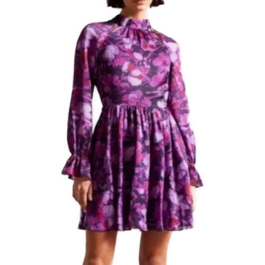 【TED BAKER | テッドベーカー】Sammieh ハイネック フレア ワンピース《パープル》