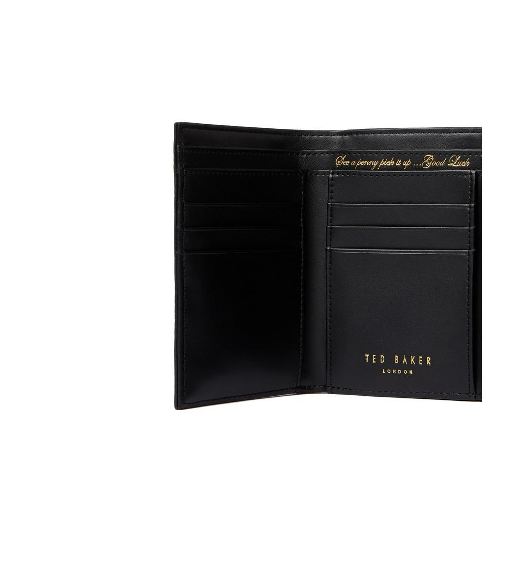 【TED BAKER | テッドベーカー】Baran レザー スナップ式 ミニ 折り財布《ブラック》
