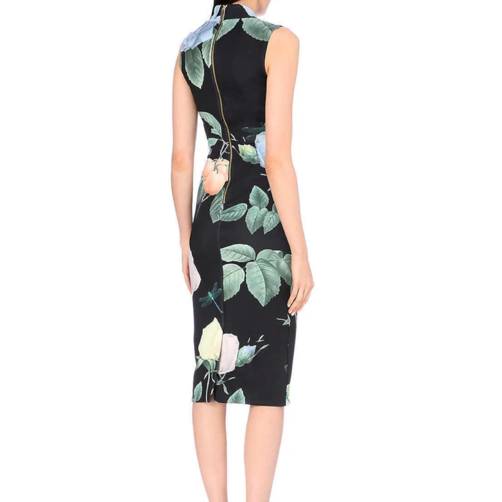 【TED BAKER | テッドベーカー】RAVINA ボディコンワンピース 《ローズ柄 ブラック》