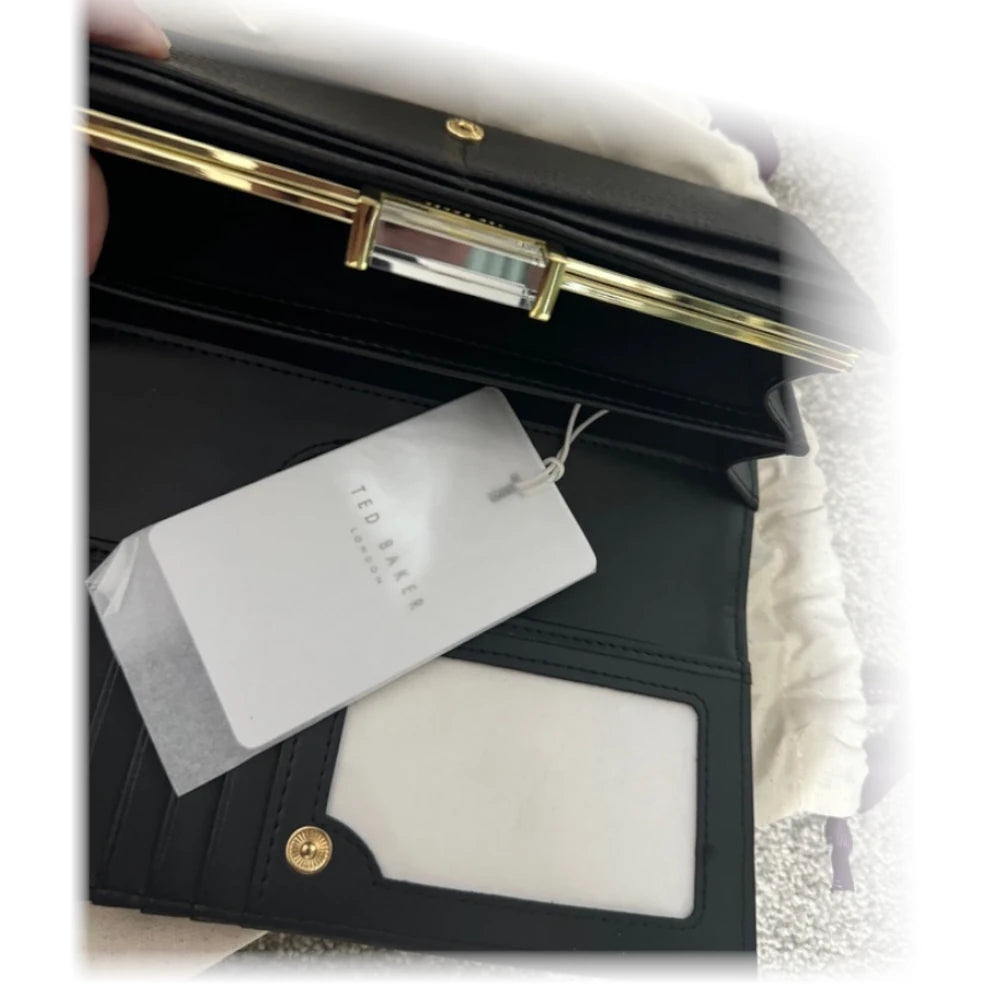 【TED BAKER/テッドベーカー】Bita レザースナップ式 がま口長財布《ブラック》