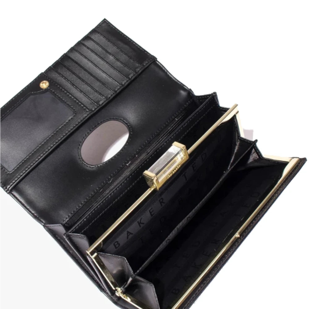 【TED BAKER/テッドベーカー】Bita レザースナップ式 がま口長財布《ブラック》