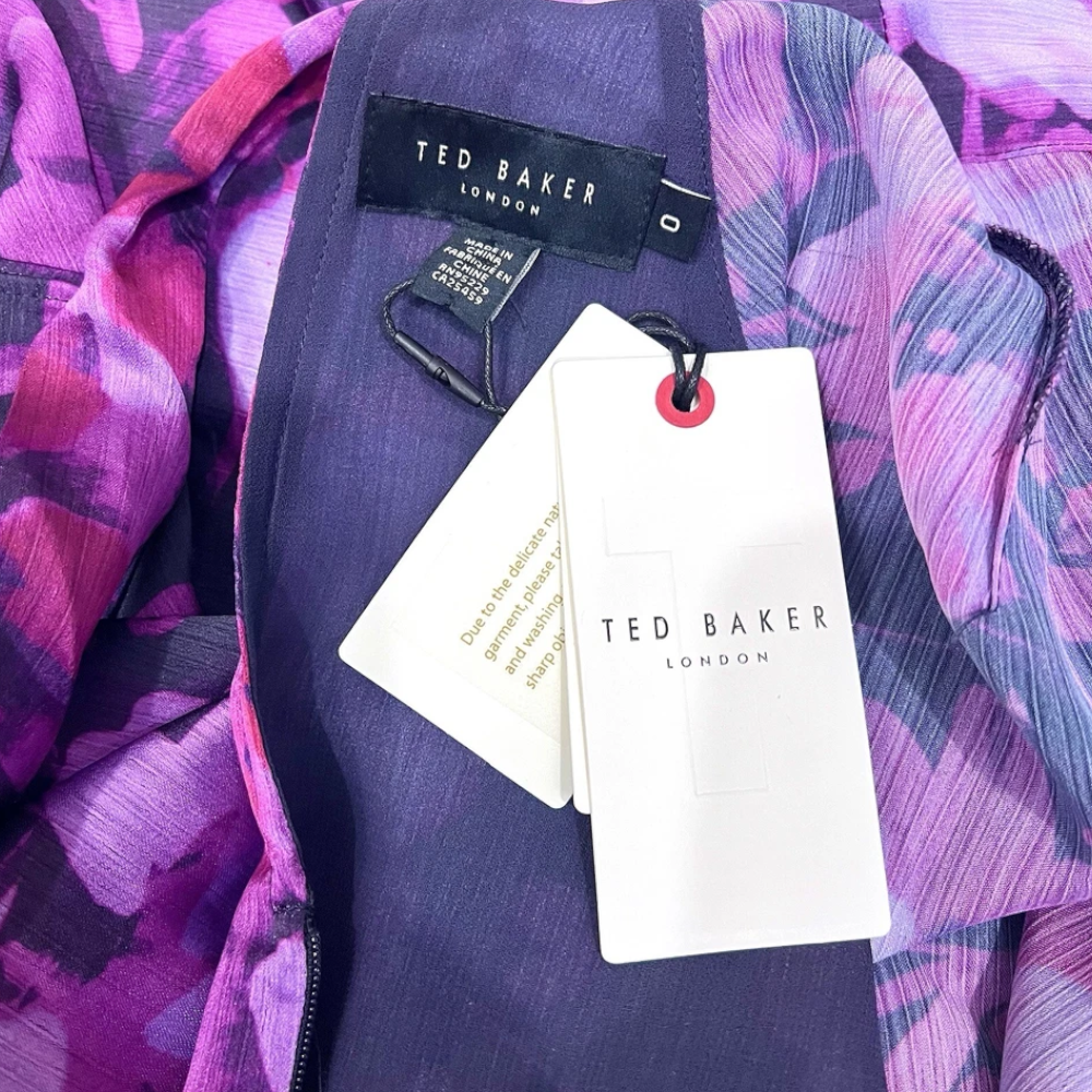 【TED BAKER | テッドベーカー】Sammieh ハイネック フレア ワンピース《パープル》