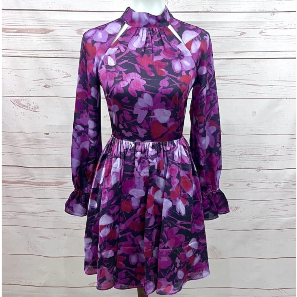 【TED BAKER | テッドベーカー】Sammieh ハイネック フレア ワンピース《パープル》