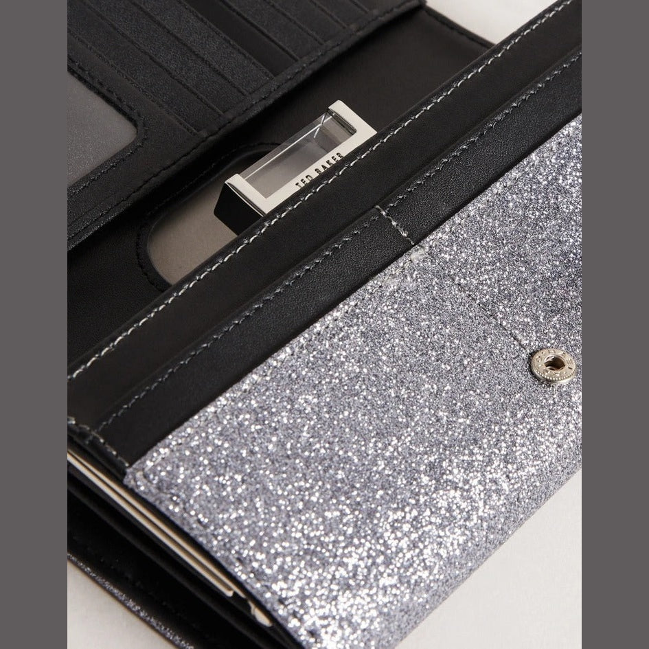 【TED BAKER/テッドベーカー】GLAREH グリッターレザー スナップ式 長財布《シルバー》