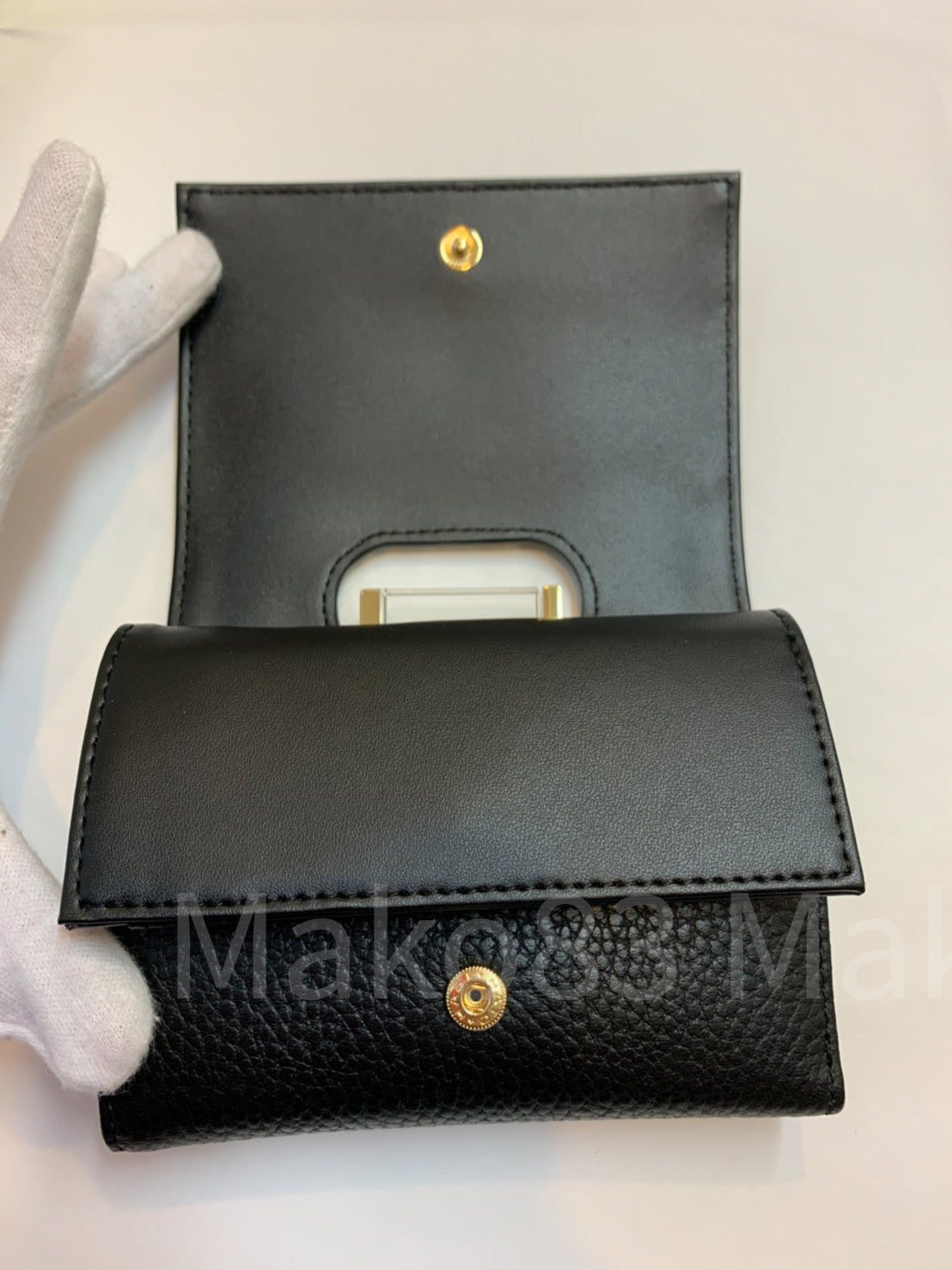 【TED BAKER | テッドベーカー】Baran レザー スナップ式 ミニ 折り財布《ブラック》