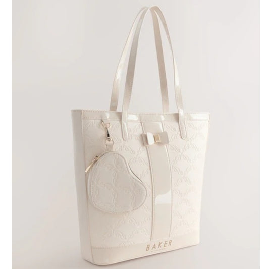 【Baker by Ted Baker】大人もOK！エンボス加工PUトートバッグ《ホワイト》
