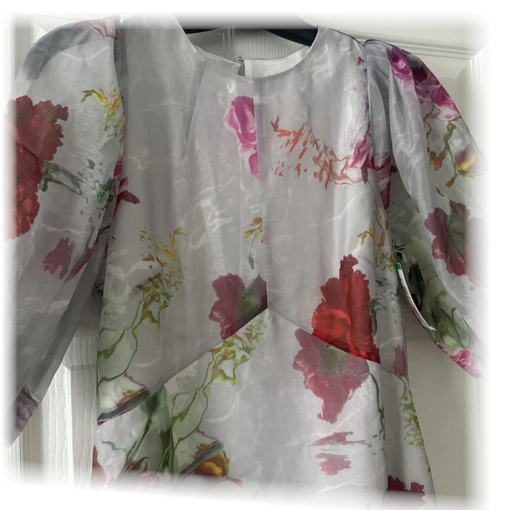 【TED BAKER | テッドベーカー】素敵！Mekayla お花柄 ミディ ワンピース《花柄ホワイト》【サイズ2 日本サイズ11】