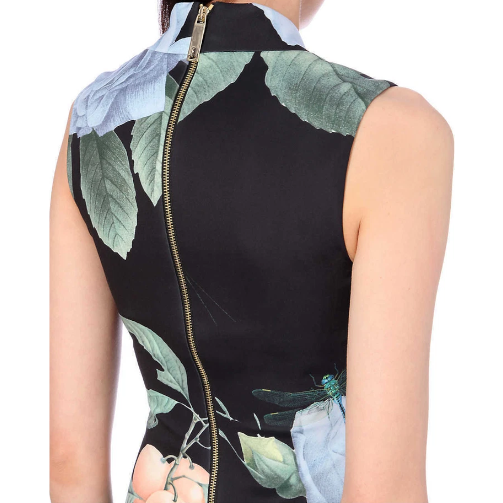 【TED BAKER | テッドベーカー】RAVINA ボディコンワンピース 《ローズ柄 ブラック》