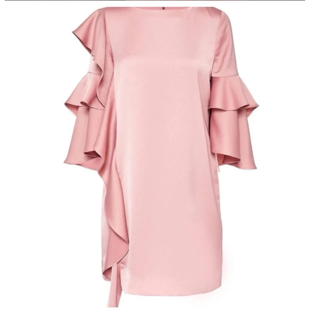 【TED BAKER | テッドベーカー】希少！アシンメトリーフリルスリーブ ワンピース《ピンク》