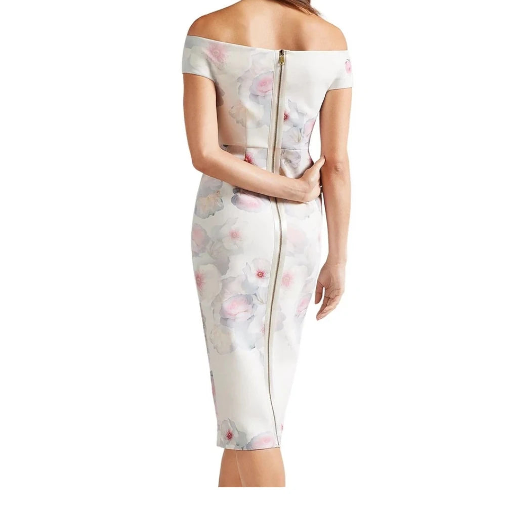 【TED BAKER | テッドベーカー】素敵！Lovez オフショルダー ボディコン ワンピース《ナチュラル》