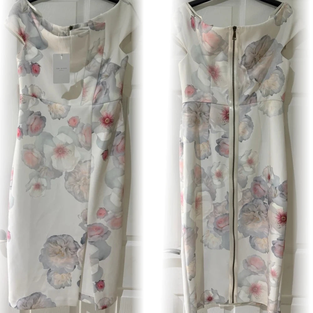 【TED BAKER | テッドベーカー】素敵！Lovez オフショルダー ボディコン ワンピース《ナチュラル》
